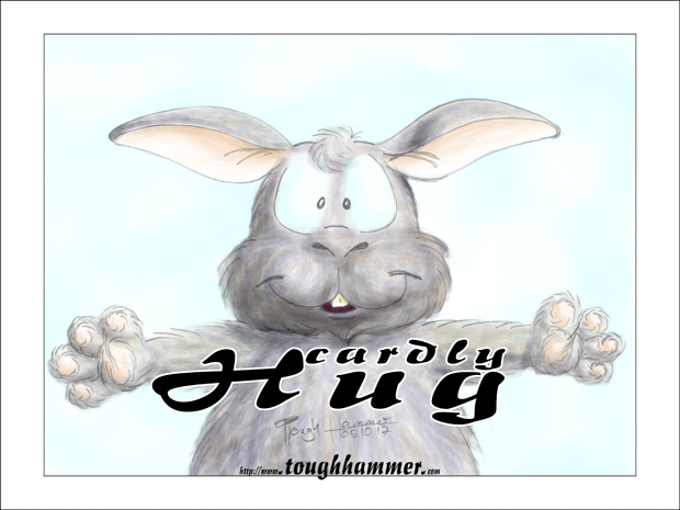 Bunny with wide open arms: &ldquo;cardly Hug&rdquo;