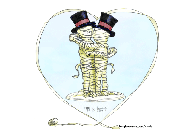 2 male mummies in in a big heart!