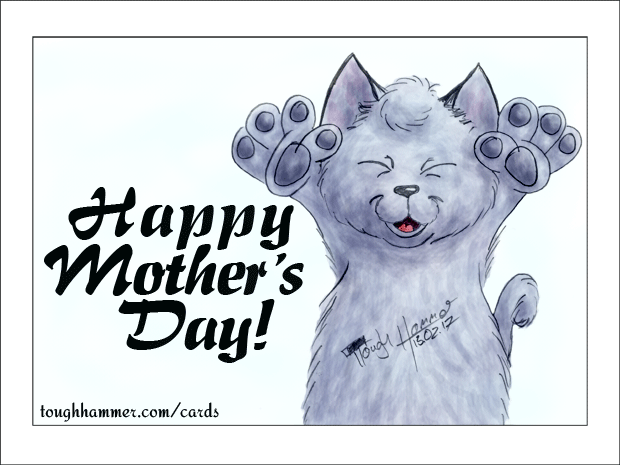 Happy Cuddle Cat with raised Armes: &ldquo;Happy Mother's Day!&rdquo;
