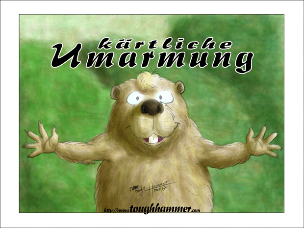 Biber mit weit ausgebreiteten Armen: &ldquo;k&auml;rtliche Umarmung&rdquo;