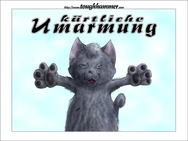 Schmusekatze mit weit ausgebreiteten Armen: &ldquo;k&auml;rtliche Umarmung&rdquo;